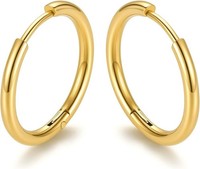 Ohrringe Creolen Edelstahl 8-16Mm Huggie Klein Silber Gold Schwarz Damen Herren