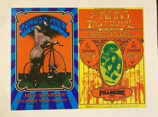 JETHRO TULL KINKS FILLMORE MC5 Double Postcard Handbill BG 203-204 1969 Tuten