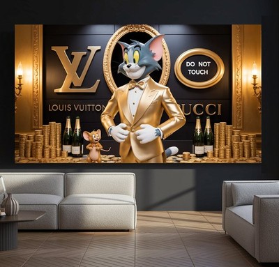 XXL LEINWAND BILDER BIS 165x90x5 TOM & JERRY MONEY POP-ART WANDBILD LUXUS LOFT