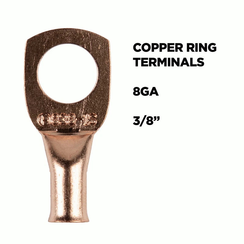 Metra CUR838 Install Bay Copper Uninsulated Ring Terminal 8 Gauge 3/8 inch - Image 3 of 4