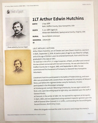 💥Antique CIVIL WAR PHOTOGRAPH Identified Soldier BATTLE OF WILDERNESS 1864 💥