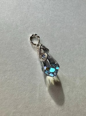 Sterling Wire Wrapped Pendant Made with Swarovski Vitrail Light Crystal Handmade