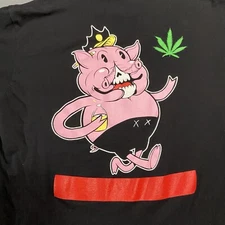Streetwear Graphic T Shirt Pig Crown Pot Leaf Next level Tag Men's Size Large