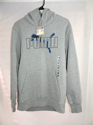 PUMA  Men's  Long  Sleeve  Logo  Hoodie  Medium  Gray