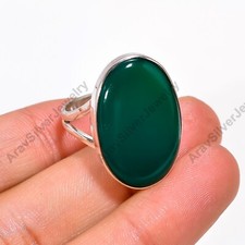 Green Onyx Stone Ring 925 Sterling Silver Statement Boho Rings Gift Jewelry