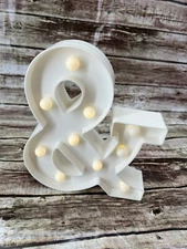 Ampersand  9" x 7" White Light-Up Tabletop Decor - Very Good Condition