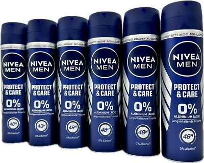 6x Nivea Men Protect & Care Deo Spray ohne Aluminium 48h Deospray Schutz 6x150ml