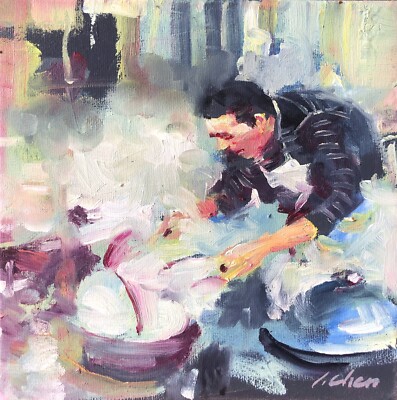 Original gemälde: Street food stalls  20x 20 c m