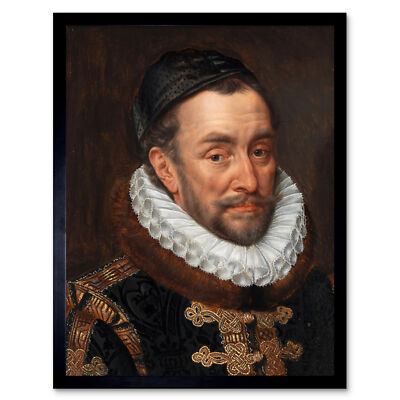 Adriaen Thomasz Schlüssel Wilhelm von Orange Gemälde Wandkunstdruck gerahmt 12x16