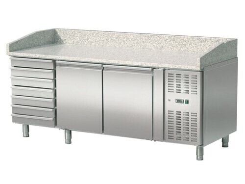 Gastro Pizzatisch Kühltisch Kühltheke Edelstahl 2025x800x860mm 390L +2/+8°C
