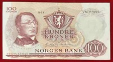 Norway 100 Kroner 1973 p-38g - XF