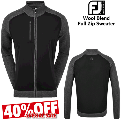 FOOTJOY GOLF JUMPER WOOL BLEND TECH MENS FULL ZIP GOLF SWEATER 92949