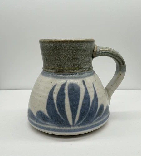 Emerson Creek Pottery Mug Vintage No Spill Travel Mug ~ Blue Flower