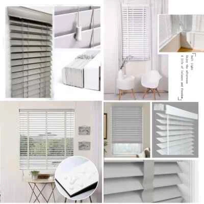 SHOPAHOLIC Nuevas persianas de ventana de madera sintética para ventanas EasyFit 50 mm listones oficina en casa