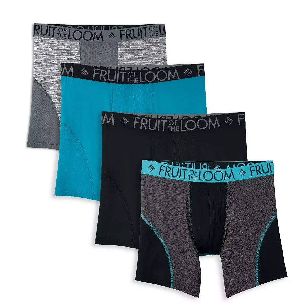 Fruit of the Loom Mens Size XL 40-42 Breathable Boxer Briefs 4 Pack Gray  Blues