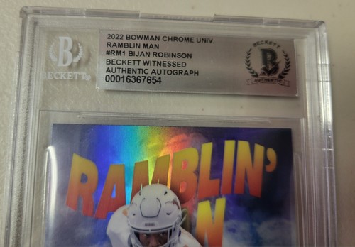 Bijan Robinson Signed 22 Bowman Chrome RC Card Ramblin Tx Longhorns Auto Beckett - Picture 3 of 4