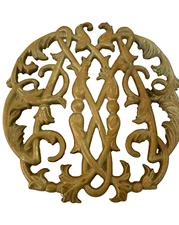 Colonial Williamsburg Cypher Vtg Kitchen MCM Brass Trivet Hot Plate 1950 CW10-14