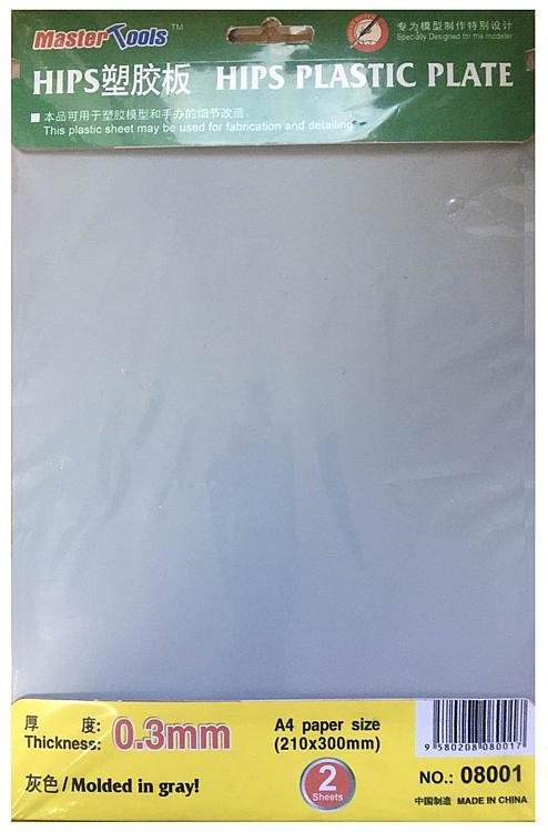 Trumpeter/Master Tools 08001 - Hips 0,3mm Plastikplatten (210x300mm) - 2 Piece