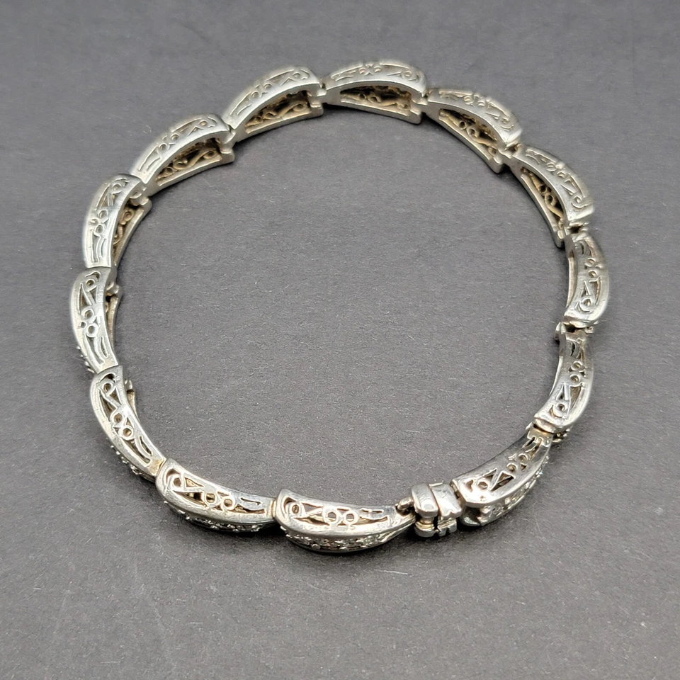 VTG Ross Simons 925 Stainless Steel White Round Cubic Zirconia Tennis Bracelet - Image 3 of 4