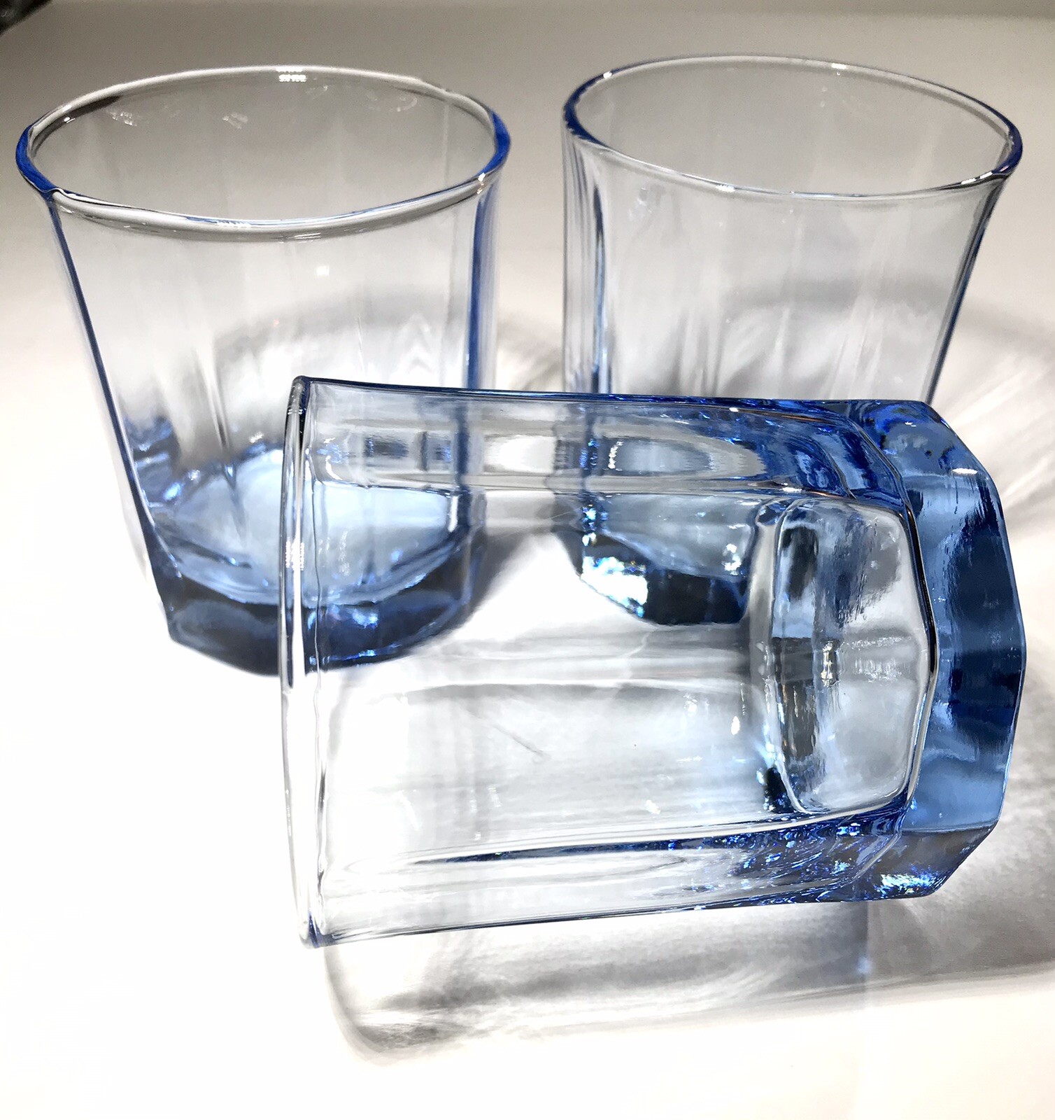 ️ANCHOR HOCKING Blue Panel Low Ball Rocks Glass. Set of 3. | eBay