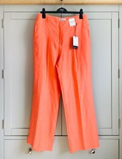 Marks & Spencer Baird McNutt Irish Linen Trousers Size 14 Bright Coral SS23 New