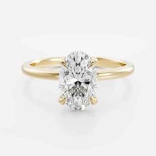 1.5 ct oval E VVS igi lab grown diamond solitaie engagegment ring 14k gold gift