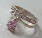 Vintage ring sterling silver 925 Size 7.5 Weight 2.8 g. Pink stones.