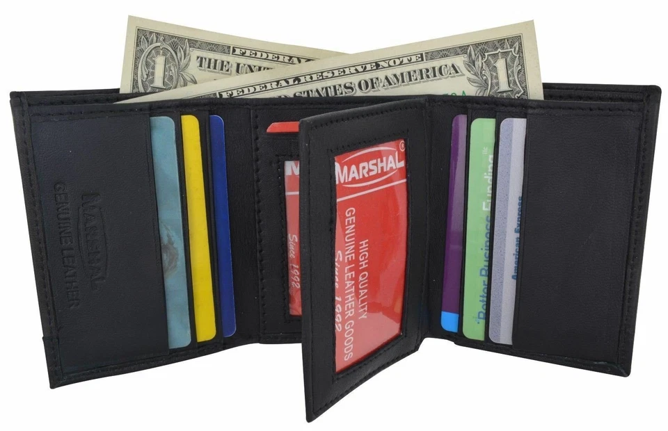 RFID Camuflaje Bloqueo Para hombres Cuero Camuflaje Clásico Triple Portatarjetas de Identificación Cartera NUEVO Foto 2 de 4