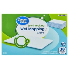 Great Value Wet Mopping Cloth Refills, 38 Count,10" x 8",Low Stripes,family