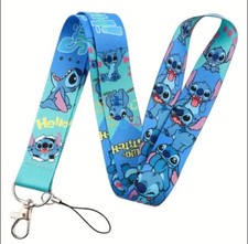 Stitch Lilo And Stitch Cartoon Character Blue ID Lanyard Keychain Tag Key holder