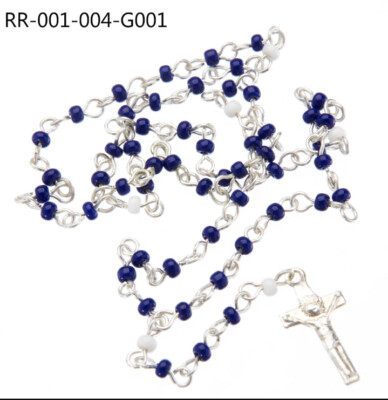 Rosary -mini,with Holy Cross-blue & white beads