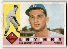 1960 Topps Larry Sherry #105 LA Dodgers ROOKIE LOW MID GRADE FILLER CARD. rookie card picture