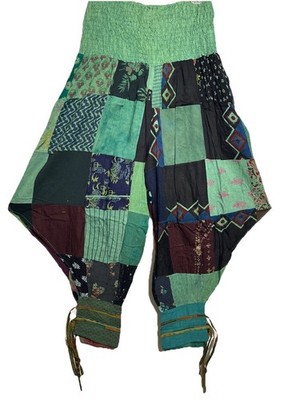 Nwt FUNKY STUFF patch boho hippie rayon pocket genie harem PANTS XL Free shippin