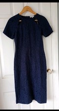Warehouse Navy Blue Lace Midi Dress Size 10