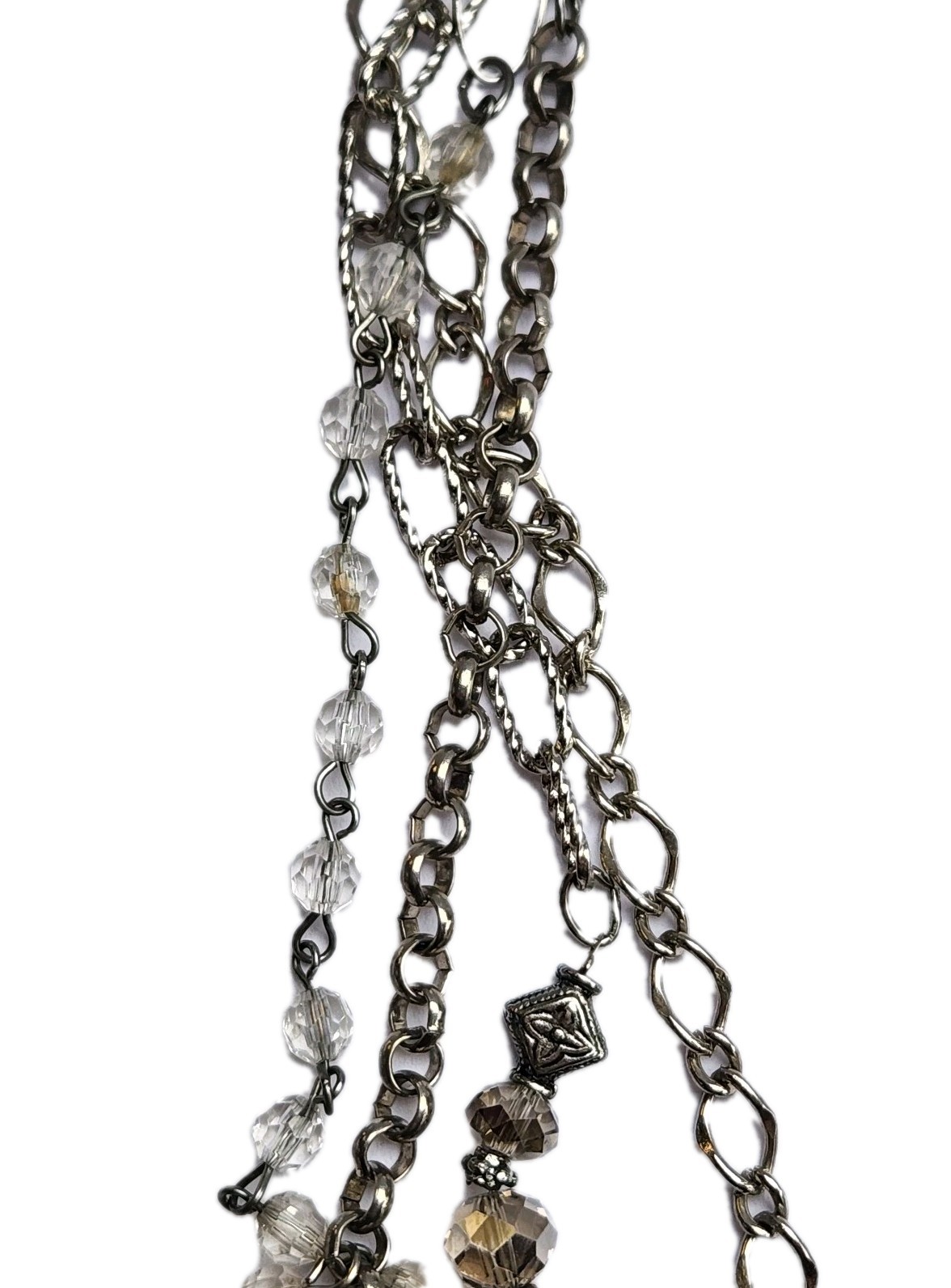 WHBM Statement Necklace Multi Layered Silver Tone… - image 8