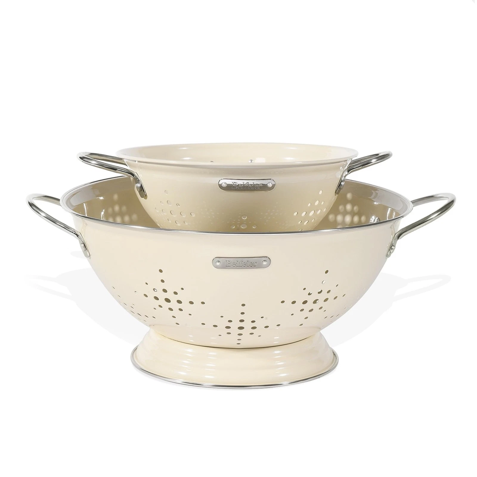 Metal Colander 2 Pack, Strainer Bowel with Handles 2Qt & 6Qt Powder Coated So...