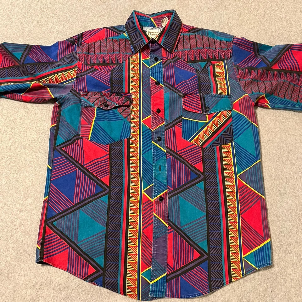 Camisa Western Plains Para Hombre Mediana Navajo Azteca Western Yugo Rodeo Rancho Vaquero Foto 2 de 4