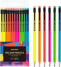 Pre-Sharpened 2 Pencils, Neon, Back to School Supplies, 12 Count