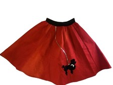 Charades Red FELT Poodle Skirt Adult Size Medium Halloween Costume VTG USA Read 