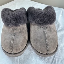 UGG Coquette 5125 Womens 7 Brown Suede Sheepskin Fur Slippers Slip On