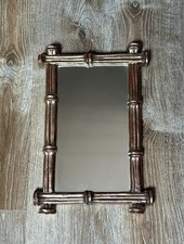 Vintage Turner Wall Accessory Faux Bamboo Mirror 11"x17" Hollywood Regency