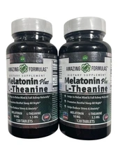 Amazing Formulas Melatonin Plus L-Theanine - 2 PACK - 120 tabs each - Exp 03/27