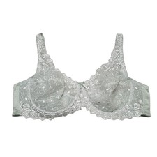 Amoureuse Bra Womens 42B White Minimizer Underwired Floral Semi Sheer Mesh