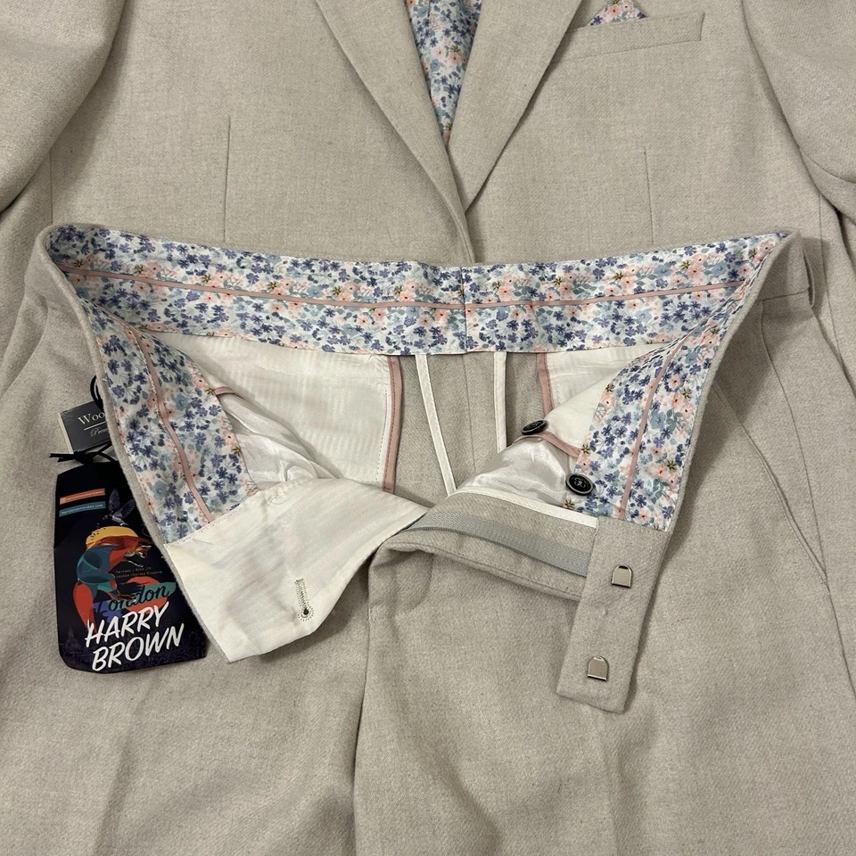 Traje de dos piezas Harry Brown para hombre blanco roto floral 42r 34x32 calce ajustado Foto 4 de 4