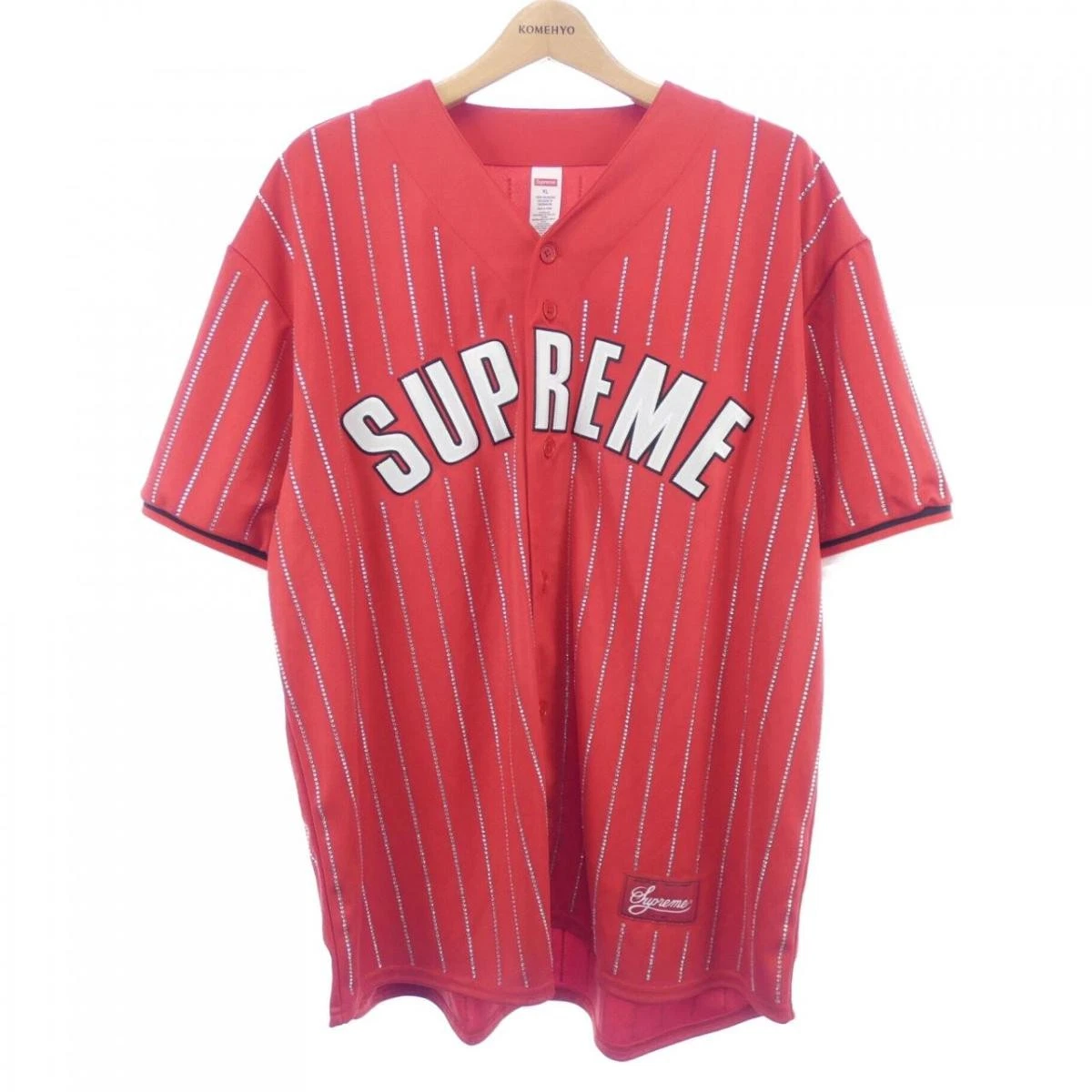 Chemise Supreme S/S à rayures strass XL rouge occasion