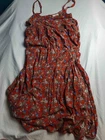 Natural Life Midi Sundress L/XL Red Floral Sleeveless Cottagecore Prairie Boho