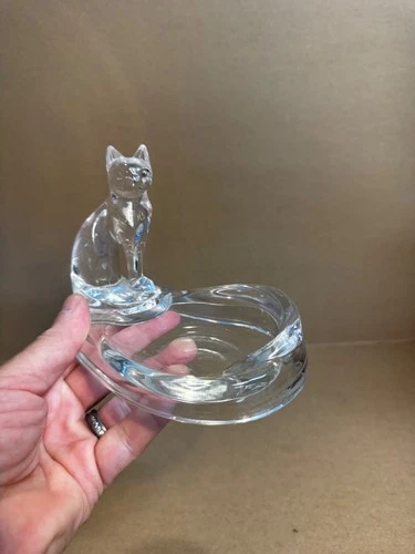 Vintage MCM Acrylic Lucite Clear Kitty Cat Catchall Dish - Soap, Trinket, Etc