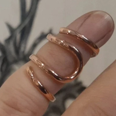 Bague de guérison minimaliste en cuivre pur massif, faite à la main, unisexe,... - Photo 1/4