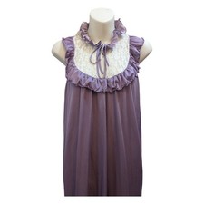Vintage 70's Purple Nightgown, Long Purple Nightgown with Lace Bib  Frills