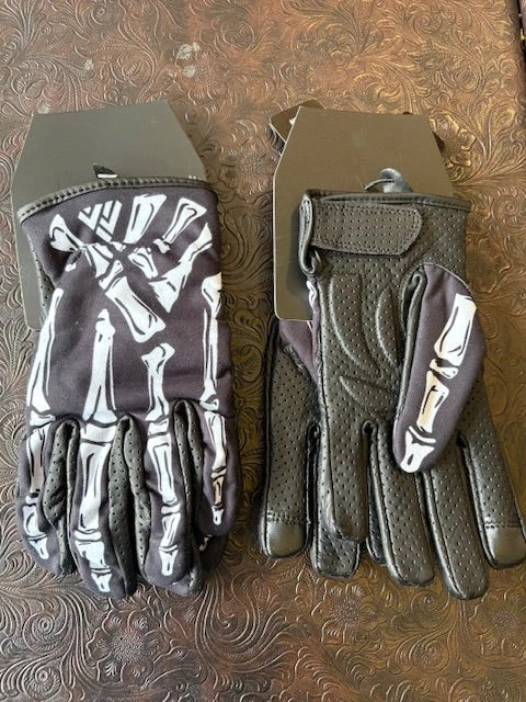Men's Skeleton Full-Finger Leather/Nylon Gloves, Black & White 8430.00 Size 2XL
Opens in a new windo